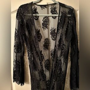Black lace maxi duster